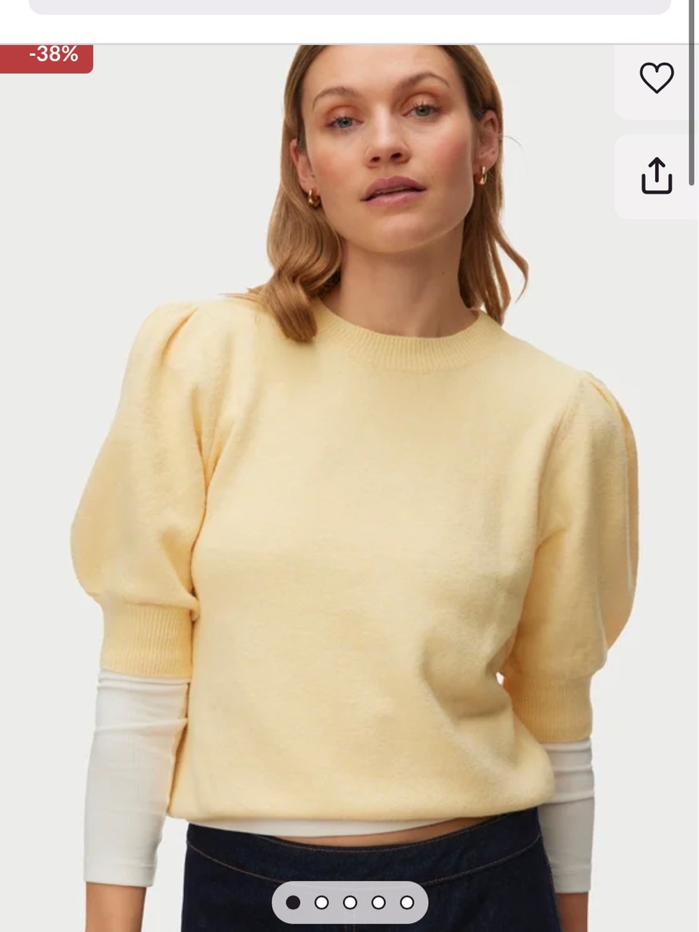 Vero Moda Pale Yellow Puff Sleeve Doffy Sweater